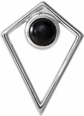 14K White Gold Natural Turquoise Cabochon Pyramid 16-18