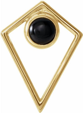 14K White Gold Natural Turquoise Cabochon Pyramid 16-18