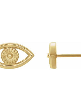14K Rose Gold Evil Eye Earrings