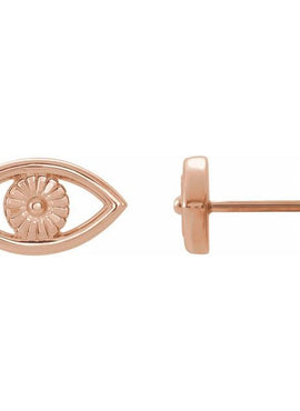 14K Rose Gold Evil Eye Earrings