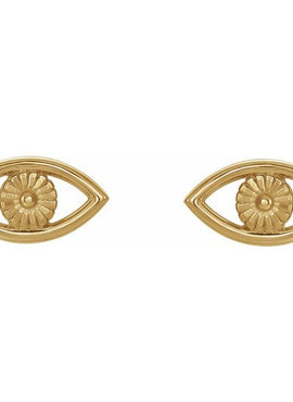 14K Rose Gold Evil Eye Earrings