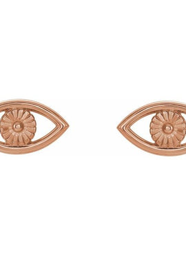 14K Rose Gold Evil Eye Earrings