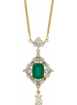 Platinum Natural Emerald & 1 1/4 CTW Natural Diamond 16