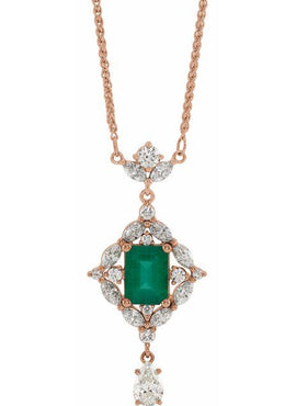 Platinum Natural Emerald & 1 1/4 CTW Natural Diamond 16