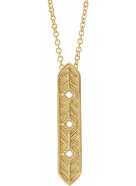 14K Rose Gold Vintage-Inspired Vertical Bar Pendant
