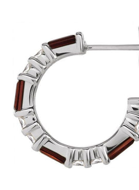 14K White Gold Natural Blue Sapphire & 1/2 CTW Natural Diamond 17.2 mm Hoop Earrings