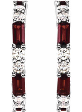 14K White Gold Natural Blue Sapphire & 1/2 CTW Natural Diamond 17.2 mm Hoop Earrings