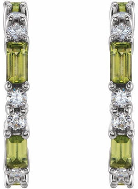 14K White Gold Natural Blue Sapphire & 1/2 CTW Natural Diamond 17.2 mm Hoop Earrings