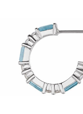 14K White Gold Natural Blue Sapphire & 1/2 CTW Natural Diamond 17.2 mm Hoop Earrings