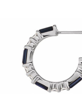 14K White Gold Natural Blue Sapphire & 1/2 CTW Natural Diamond 17.2 mm Hoop Earrings