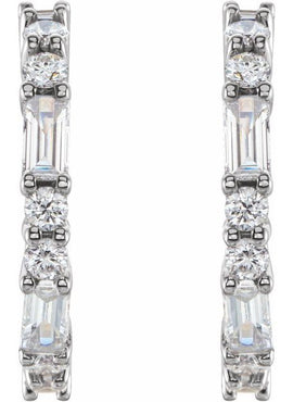 14K White Gold Natural Blue Sapphire & 1/2 CTW Natural Diamond 17.2 mm Hoop Earrings