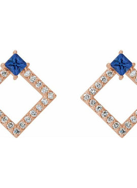 14K White Gold Natural Amethyst & 1/3 CTW Natural Diamond Earrings