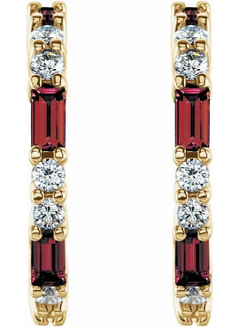 14K White Gold Natural Blue Sapphire & 1/2 CTW Natural Diamond 17.2 mm Hoop Earrings