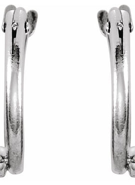 14K Yellow Gold Imitation White Cubic Zirconia 10.5 mm Hoop Earrings