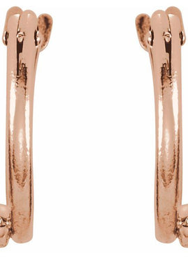 14K Yellow Gold Imitation White Cubic Zirconia 10.5 mm Hoop Earrings