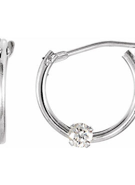 14K Yellow Gold Imitation White Cubic Zirconia 10.5 mm Hoop Earrings