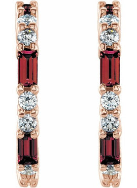 14K White Gold Natural Blue Sapphire & 1/2 CTW Natural Diamond 17.2 mm Hoop Earrings