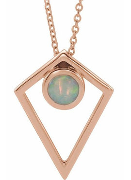 14K White Gold Natural Turquoise Cabochon Pyramid 16-18