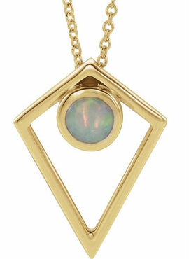 14K White Gold Natural Turquoise Cabochon Pyramid 16-18