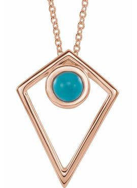 14K White Gold Natural Turquoise Cabochon Pyramid 16-18