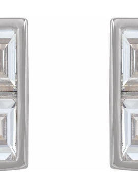 14K White Gold 3/4 CTW Natural Diamond Bar Earrings