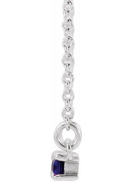 14K White Gold Natural Blue Sapphire & 1/6 CTW Natural Diamond Bar 16-18