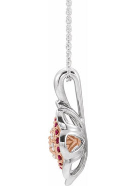 14K White Gold Natural Ruby & 1/6 CTW Natural Diamond Pendant