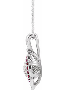 14K White Gold Natural Ruby & 1/6 CTW Natural Diamond Pendant