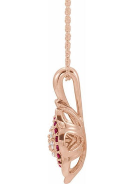 14K White Gold Natural Ruby & 1/6 CTW Natural Diamond Pendant