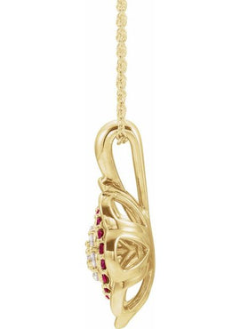 14K White Gold Natural Ruby & 1/6 CTW Natural Diamond Pendant