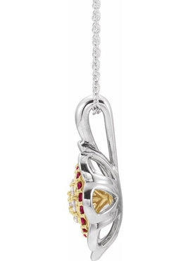 14K White Gold Natural Ruby & 1/6 CTW Natural Diamond Pendant