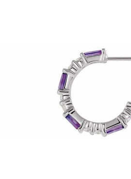 14K White Gold Natural Blue Sapphire & 1/2 CTW Natural Diamond 17.2 mm Hoop Earrings