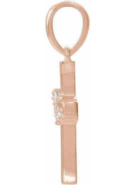 14K White Gold .06 CTW Natural Diamond Cluster Cross Pendant