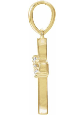 14K White Gold .06 CTW Natural Diamond Cluster Cross Pendant