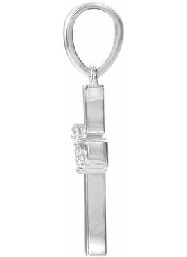 14K White Gold .06 CTW Natural Diamond Cluster Cross Pendant