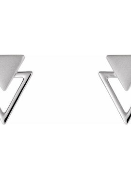 14K White Gold Geometric Earrings