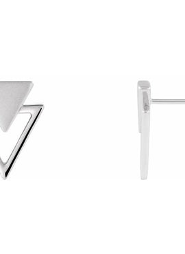 14K White Gold Geometric Earrings