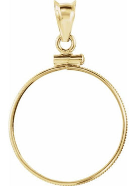 14K Yellow Gold Coin Frame Bezel Pendant Mounting for 22x1.8 mm Coin