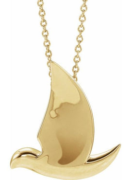 14K White Gold Holy Spirit Dove Pendant