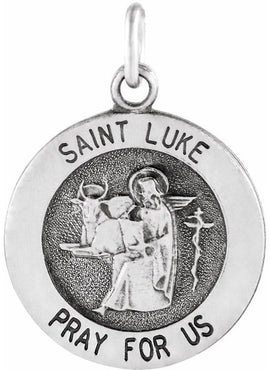 Sterling Silver 18 mm Round St. Luke Medal 18