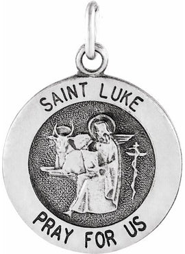 Sterling Silver 18 mm Round St. Luke Medal 18
