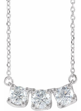 14K White Gold 1 1/5 CTW Natural Diamond Three-Stone Curved Bar 16