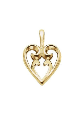 14K Yellow Gold Scroll Heart Pendant