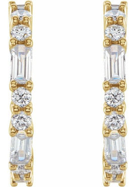 14K White Gold Natural Blue Sapphire & 1/2 CTW Natural Diamond 17.2 mm Hoop Earrings