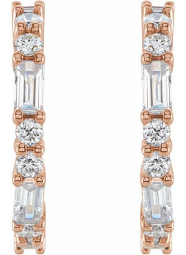 14K White Gold Natural Blue Sapphire & 1/2 CTW Natural Diamond 17.2 mm Hoop Earrings