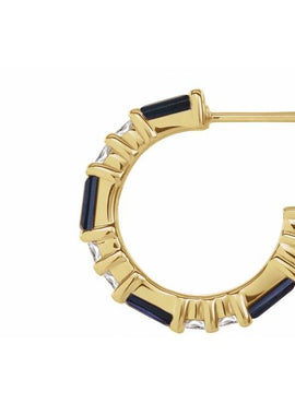 14K White Gold Natural Blue Sapphire & 1/2 CTW Natural Diamond 17.2 mm Hoop Earrings