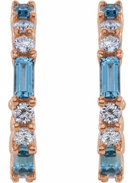 14K White Gold Natural Blue Sapphire & 1/2 CTW Natural Diamond 17.2 mm Hoop Earrings