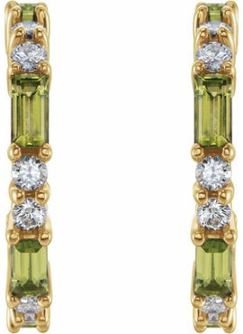 14K White Gold Natural Blue Sapphire & 1/2 CTW Natural Diamond 17.2 mm Hoop Earrings