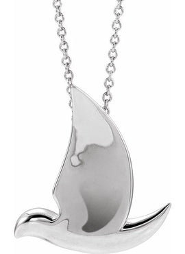 14K White Gold Holy Spirit Dove Pendant