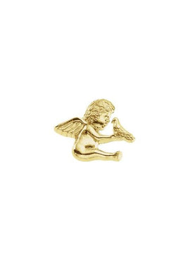 14K Yellow Gold Cherub Angel & Dove Lapel Pin